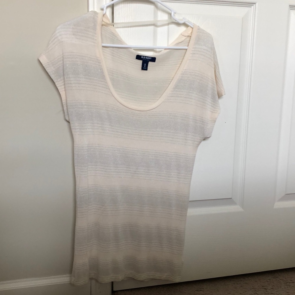 Old Navy White flowy top with sparkle stripes